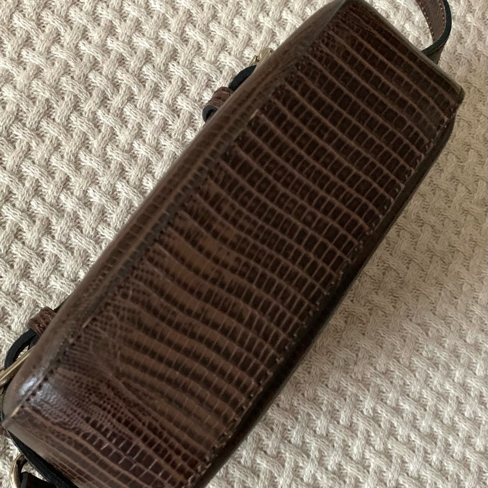 Massimo Dutti Brown Leather Crossbody Bag | Minimal Buckle Detail - Picture 8 of 16